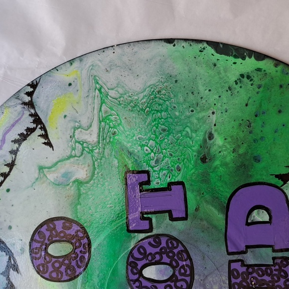 Hand Crafted Vinyl Record Sign DO NOT BID Auction Paddle Acrylic Fluid Art - Picture 7 of 9